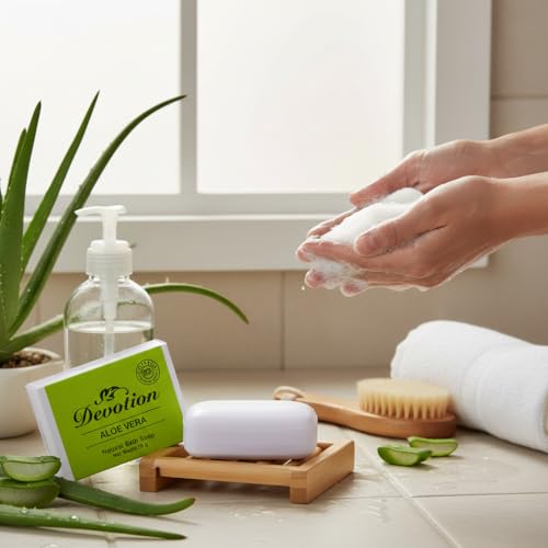 Image of Devotion Aloe Vera Natural Bath Soap | 75g | Pack of 6 | Moisturizing & Soothing | Gentle, Natural Ingredients