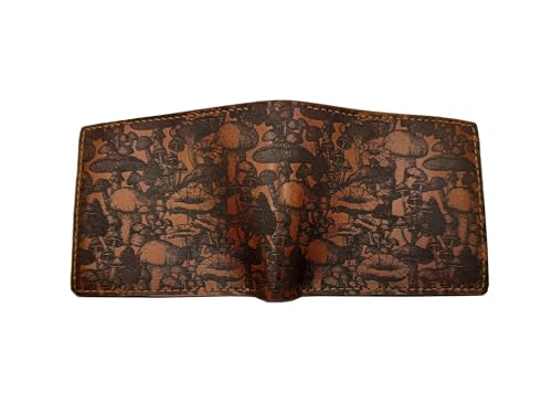 Mayan Corner MUSHROOM-3LB-LE Pattern Leather Wallet, Mushroom Lover Gifts Idea, Plant Tree Art Wallet cover