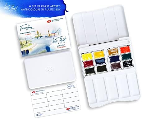 White Nights Watercolour Night Artists Watercolour Set 12 Whole Pans, Plastic Box, 1 Count (Pack of 1)