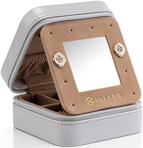 Vlando Travel Jewellery Box with Shiny PU Leather, Jewelry Storage Case with Soft & Thick Velvet for Women and Girls' Rings Earrings Necklace Rings (Upgrade Version) Purple