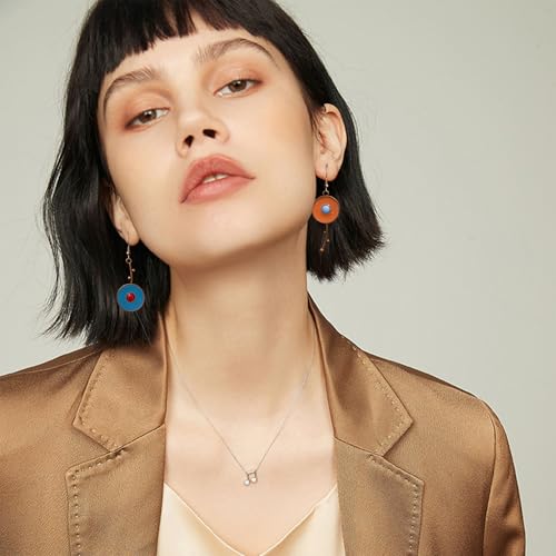 Bohemian Dainty Tribal Retro Asymmetrical Geometry Circle Lightweight Dangle Drop Earrings National Style Copper Disc Enamel Flower Hook Earrings for Women2