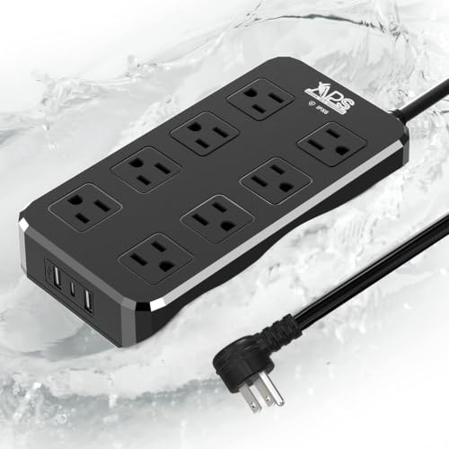 Image of QIYUAN Outdoor Power Strip Weatherproof Waterproof 8 Outlet 3 USB 6FT