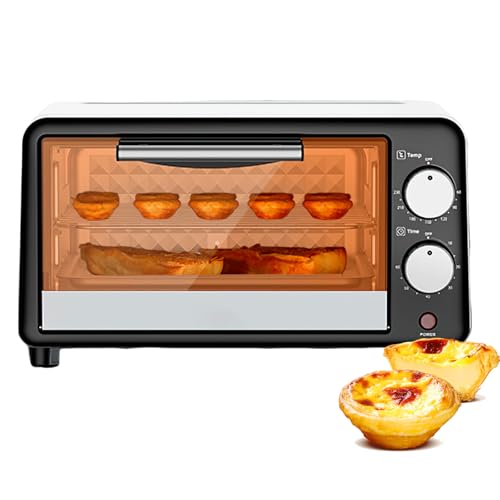 Horno eléctrico de 9 L, 650 W, horno eléctrico, horno eléctrico con ventana de visualización, con rejilla y bandeja, termostato ajustable hasta 230 °C, destornillador, temporizador 60 minutos (9 L)