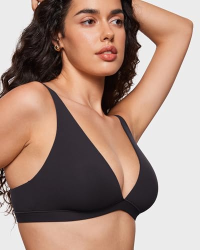 INLYRIC Women's Inbarely Soft Plunge Bralette - Deep V Unlined Triangle No Padding No Underwire Sexy Comfort Sleep Bra3