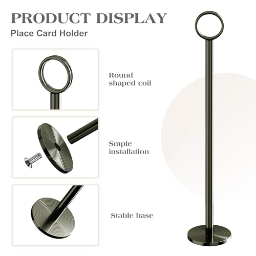 Urban Deco 12PK Table Number Holders Place Card Holders 12 Inch Table Card Holders Steel Card Holders for Photos, Food Signs, Memo Notes, Weddings, Restaurants, Birthdays (Nickel Black) — view 3