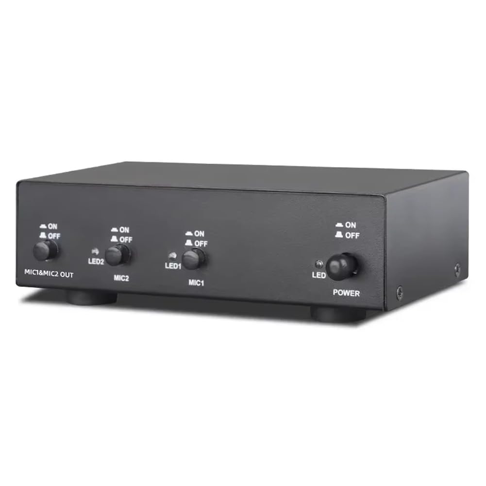 Fuente de Alimentación Fantasma 2 Entradas y 2 Salidas de 48 V. Alimentación Fantasma Compacta Universal para Micrófonos de Condensador y Equipos de Grabación de Música.