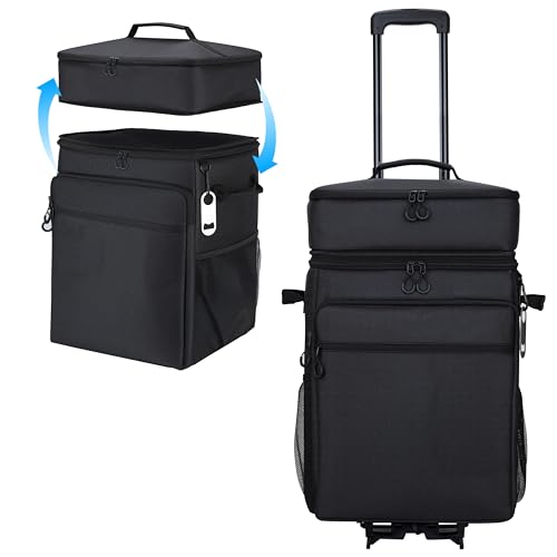 Collapsible Cooler with Wheels, 80-Can Soft Rolling Cooler for Beach Travel