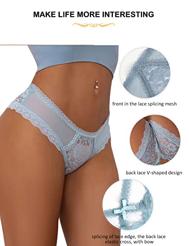 ohmydear Women's Plus Size Sexy Lace Thong Floral Underwear Criss Cross Bikini Panties Tangas Briefs XS-4XL4