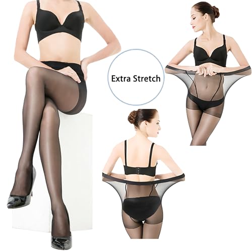 15D Women's Summer Thin High-waisted Tight-fitting Pantyhose Anti-hooking Not Out of Gear Wearable Stockings High Elasticity Comfortable Skin Stockings (Black T-Crotch Without Trace)4