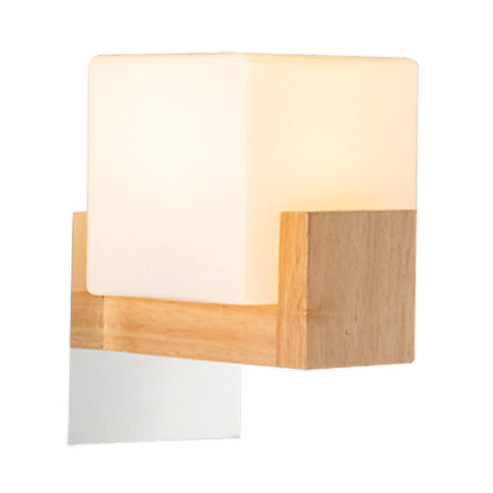 KBUUKYYXouy Wood Decorative Lighting Wall Lantern, Bedroom Bedside Wall Sconce, Modern Living Room Interior Creative Corridor Wall Lamp, for E27 Stair Aisle Light Fixture