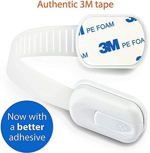 Image of LifeKrafts Adjustable Baby Safety Locks, Adjustable and Flexible Locks with 3M Adhesive Surface Area for Better Stick (White, Pack of 6-Includes 6piece of Safety Lock and 1Free Magnetic Photo Packet)