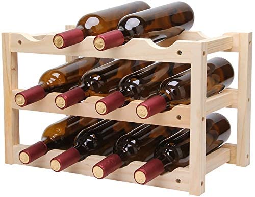 Soporte para 12 botellas de vino de madera maciza color natural miniatura 3