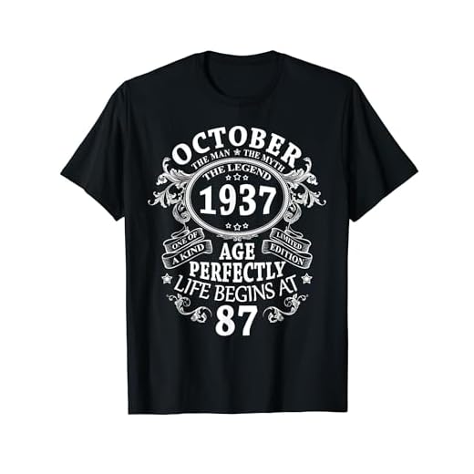 Regalo 87 Años Cumpleaños Hombre Mujer Octubre 1937 Camiseta