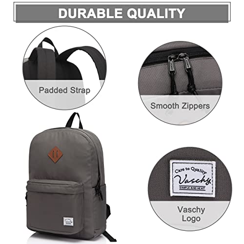 Vaschy Lightweight Backpack For School, Classic Basic Water Resistant Casual Daypack For Travel With Bottle Side Pockets (Gray) #TOP3