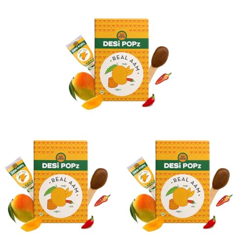 Image of GO DESi Popz - Real Aam Pop, Mango & Jaggery Candy, Aam Candy Packet, Fruit Toffee, Indian Snacks, 40 Pieces (Pack of 3)