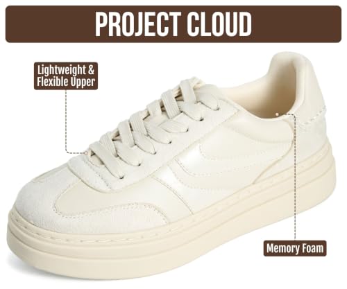 Image of Project Cloud Platform Sneakers for Women Footwear - Memory Foam Insole Womens Shoes, Lightweight and Non-Slip Sole Lace Up Fashion Sneakers for Women 2026 (Volley)