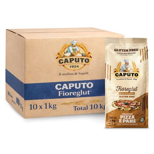 Harina Sin Gluten FioreGlut Caputo, Origen Italiana, ideal para una buena pizza o de un pan aromático, Sin Gluten, Sin Lactosa, Sin Huevos, Proteina 1%, Contiene 10 unidades de 1 Kg