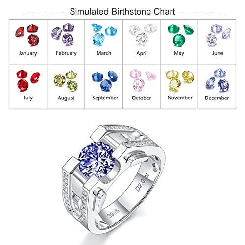 Personalized Birthstone Rings For Men,Father Day Ring,925 Sterling Silver,10K,14K,18K Custom Engraving Rings Birthday Jewelry Father Gifts, Birthstone Rings With Father Day Birthday Gifts For Men #TOP1