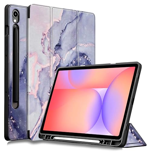 Image of ProElite Cover for Samsung Galaxy Tab S10 Lite 10.9 inch / Tab S9 FE 10.9 inch /Tab S10 FE /Tab S9 11 inch Cover, Soft Flexible Flip Case with S Pen Holder, Auto Sleep Wake, [Recoil Series] - Marble Purple
