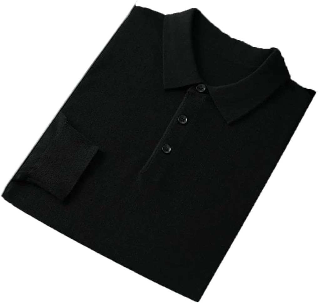 Men's Polo Neck Sweater Solid Loose Knitted Pullover Casual Business Knit Jumper Tops