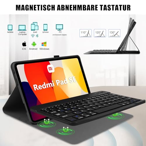 Funda con teclado Xiaomi Redmi Pad SE 11 carcasa trasera suave negra teclado magnético 2023 4