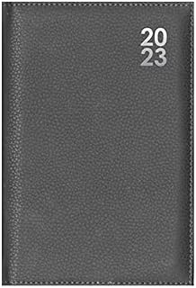 2023 Premium Grey Hard Cover Faux Leather Desk Diary Week to View A6 Home Office Planner