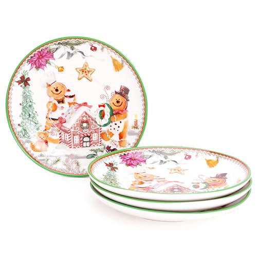 Vaisselle céramique expresso tasses Gingerbread soucoupes et coffret de Noël 3 oz - 5
