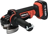 Yato YT-82826 Cordless Angle Grinder 18V Kit 125 mm|Angle Grinder Machine|Angle Grinder with battery|Angle Grinder with side handles|Power Tools|Home Tools Kit Set, black and red