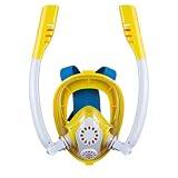Maschera subacquea per adulti e bambini, maschera subacquea, maschera completa con boccaglio, set da snorkeling per adulti (stile K2 per bambini (giallo)