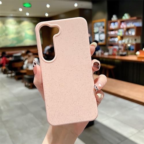 Protection antichoc Samsung S21 Ultra en paille de blé rose flexible et mate