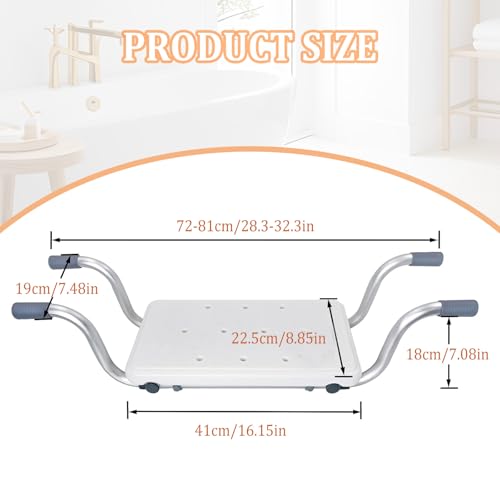 Badewannensitz, Duschsitz Duschbank für Badewanne, Ausziehbare 72-82cm Badewannenbretter, Badewannensitz Weiß Ausziehbar, Tragfähigkeit 136 kg Wannensitz für es Beim Baden Darauf Sitzen