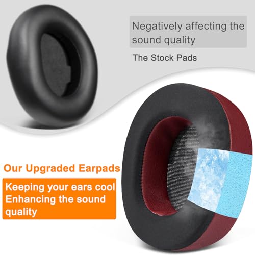 Image of SOULWIT Cooling-Gel Replacement Earpads for Steelseries Arctis Nova Pro Wireless /Arctis Nova Elite Headphones, Ear Pads Cushions with High-Density Noise Isolation Foam, Added Thickness - Burgundy