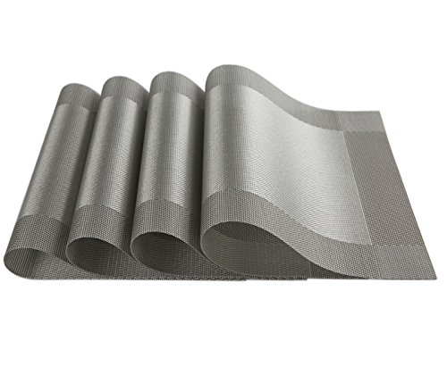 SICOHOME Placemats Set of 4,Grey Vinyl Placemats