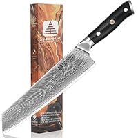 SANRENHUAL Kochmesser, 20 cm Damast Küchenmesser, ultrascharfes japanisches Kochmesser, professionelles Küchenmesser mit grünem G10-Griff, Damast-Kochmesser, Chef's Knives Black G10 Handle