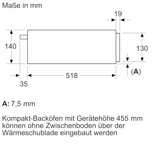Bosch BIC7101B1, Serie 8 Wärmeschublade, 60 cm breit, 14 cm hoch, Schwarz, Warmhalten von Geschirr und Speisen, Temperatur-Stufen 30-80 °C, Sanft Garen, Platz für 64 Espresso-Tassen oder 12 Teller