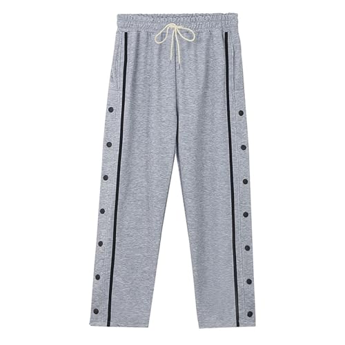Mens Side Button Pants Elastic Waist Drawstring High Split Sweatpants Post-Surgery Tear Away Pants4