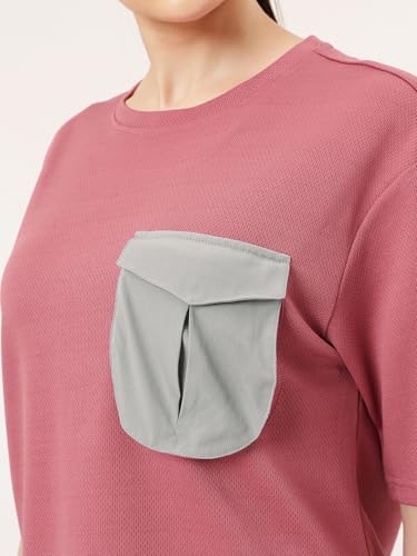 Image of Clovia Women's Comfort-Fit Active T-Shirt - Moisture-Wicking & Stretchable for Workouts