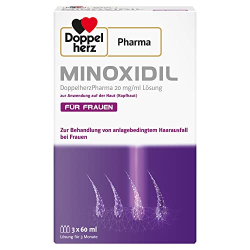 Bild von Minoxidil DoppelherzPharma 20mg/ml (2%) Lösung zur Anwendung auf der Haut (Kopfhaut) – Arzneimittel zur Behandlung von anlagebedingtem Haarausfall bei Frauen (3x 60ml)