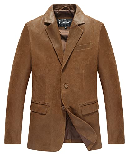 Image of FLAVOR Men's Real Leather Blazer Classic Leather Jacket