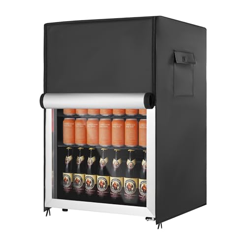 Image of EUHOMY Outdoor Refrigerator Cover, Waterproof and Dustproof Upright Mini Fridge Covers, Freezer Cover for 4.5 Cu.ft Beverage refrigerator fridge (21.3 inch D x 20.5 inch W x 31.7 inch H), Black