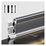 10PACK 1M/3.3ft Minimalist LED Skirting Light, Aluminum Alloy Wall Baseboard Molding with Complete Accessories, LED Lighting Channel(Gray)