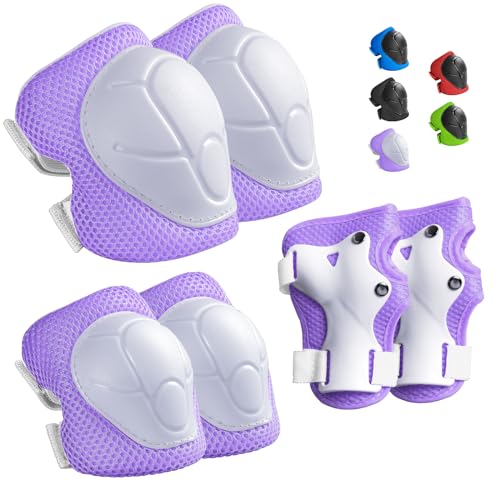 Wemfg Kids Protective Gear Set Knee Pads for Kids 3-8 Years Toddler Knee and Elbow Pads with Wrist Guards 3 in 1 for Skating Cycling Bike Rollerblading Scooter