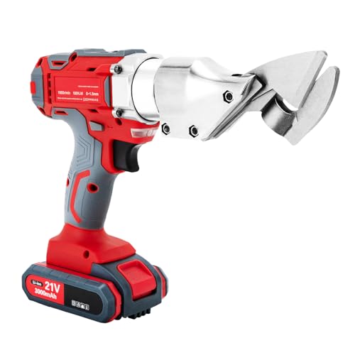 Metal Shear, 21V Industrial Electric Scissors with 2 Speed Adjust, Cordless Heavy Duty Cutting Metal Sheet Iron Tool with LED Light and Replaceable Speed Swivel Head, 600W, 1300r/min