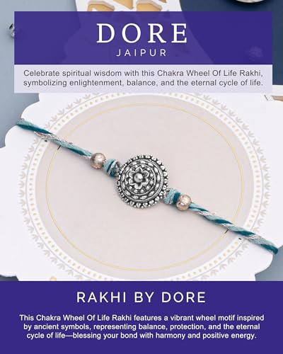 Image of HyperFoods Rakhi with Dry Fruits For Brother Pack of 4 Dryfruits Cashews Walnuts Almonds Pistachios 475 Grams Dryfruits Gift Chakra Wheel of Life Rakhi with Roli & Rice