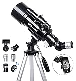 Telescope 70mm Aperture 500mm - for Kids & Adults Astronomical refracting Portable Telescopes AZ Mount Fully Multi-Coated Optics, with Tripod Phone Adapter, Wireless Remote, Carrying Bag