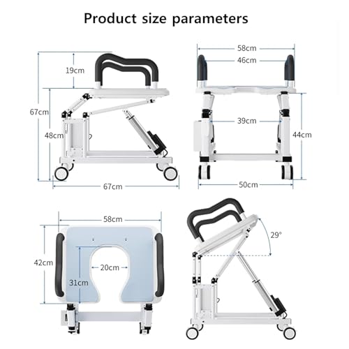 Elevador de Asiento de Inodoro Automático, Silla Eléctrica Movible, Base Elevadora con Reposabrazos Antideslizantes y Ruedas Universales 360°, Ángulo de Elevación 29°, Soporta 220 lb miniatura 3
