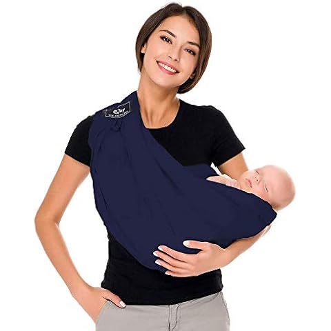 CUBY Baby Sling Carrier Natural Cotton Adjustable Baby Wrap Carrier Comfortable Easy Wearing Carrying Nursing for Newborn Infant Toddler Ideal for Baby Registry (Dark Blue) Cover
