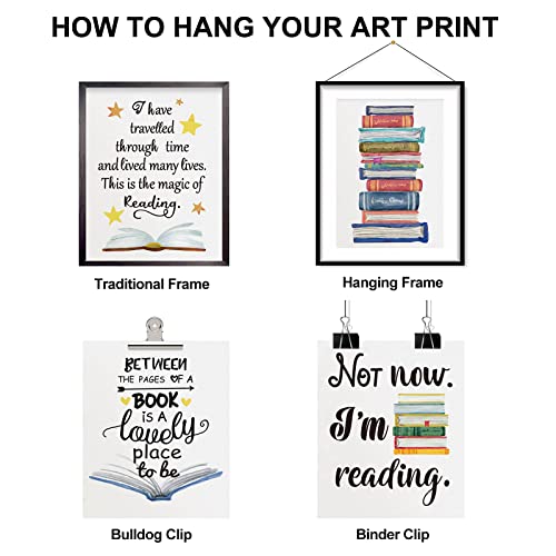 INFUNLY Reading Wall Art Prints Motivational Set of 6 Inspirational 8 x 1 Unframed for the Office Poster Readers Book Lovers Bookworm Library and Study Home - Image 2