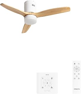 CREATE / WINDCALM NATURAL WOOD S/Ceiling fan with white light, light wood blades with controller and remote control / 40W, timer, Ø112 cm, 6 speeds, summer-winter function