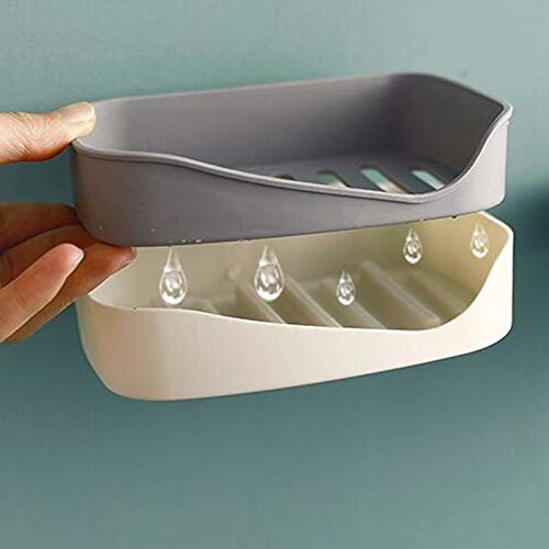 Jabonera Jabonera Plástico + PVC Doble Drenaje Tamaño 13 * 10 * 3.5cm Impermeable y a Prueba de Humedad